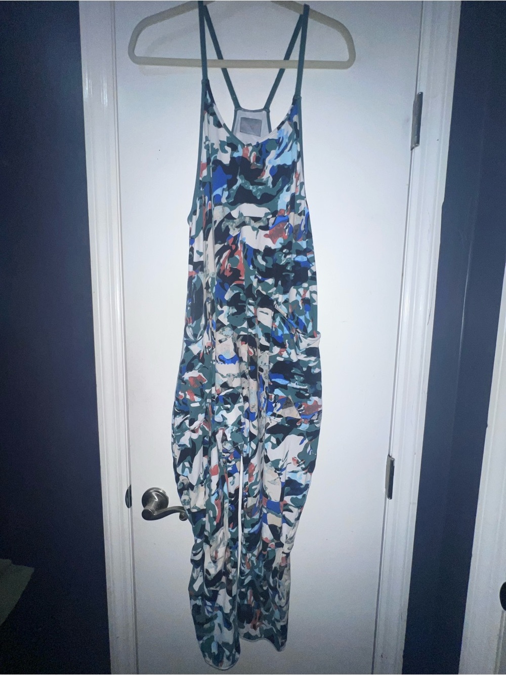Free People Multicolor Abstract Print Jumpsuit (blue, green, white)